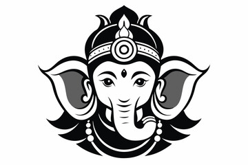ganesh head line art silhouette vector illustration
