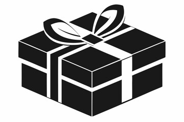 gift box with ribbon line art silhouette vector illustration