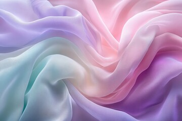 Obraz premium Soft pastel ombre chiffon fabric with gentle folds and draping, creating a dreamy, ethereal texture.