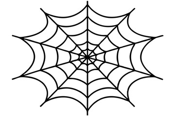 intricate web spun by a spider line art silhouette vector illustration