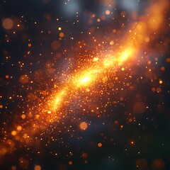 Obraz premium Bright golden starlike lights spread across the dark background gracefully