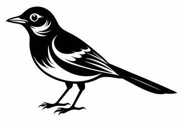 mockingbird line art silhouette vector illustration