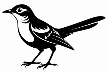 mockingbird line art silhouette vector illustration