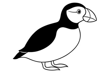 puffin bird line art silhouette vector illustration