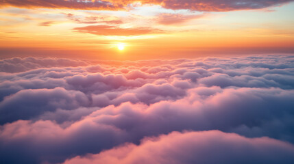 sunrise above the clouds wide angle epic cinematic shot