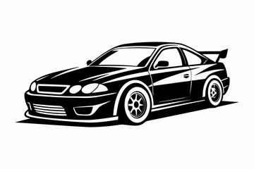 race car line art silhouette vector illustration