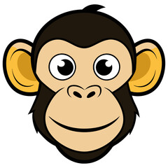 Fototapeta premium Smiling monkey face vector illustration 