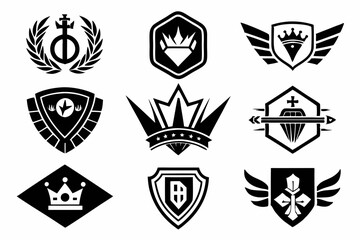 different type of logo set line art silhouette vector illustration