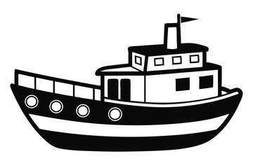Obraz premium toy boat line art silhouette vector illustration