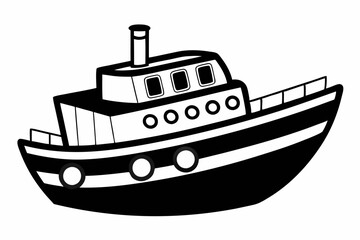 Fototapeta premium toy boat line art silhouette vector illustration