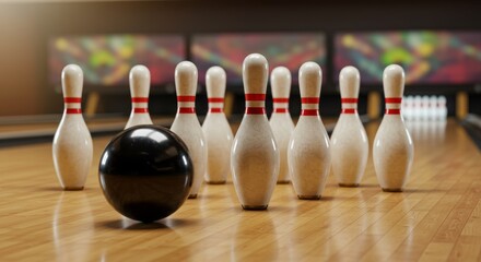 bowling ball and pins