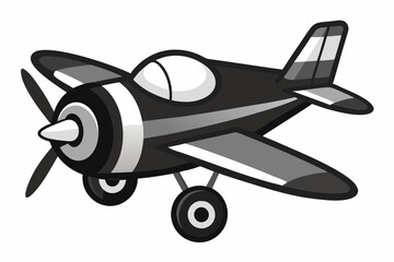 toy plane line art silhouette vector illustration