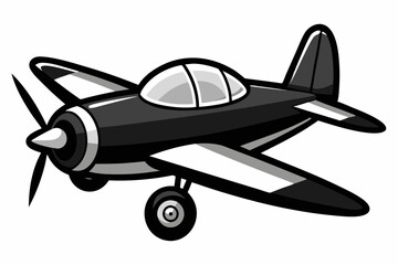toy plane line art silhouette vector illustration