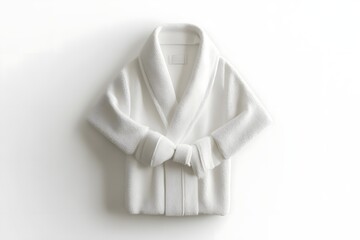 Neatly Folded Bathrobe Top View ISOLATED ON WHITE BACKGROUND