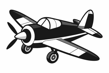 toy plane line art silhouette vector illustration