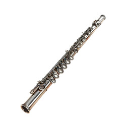 Silver Flute for Musical Instrument Close-up.