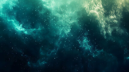 Fototapeta premium Ethereal Nebula Teal and Gold Cosmic Cloudscape