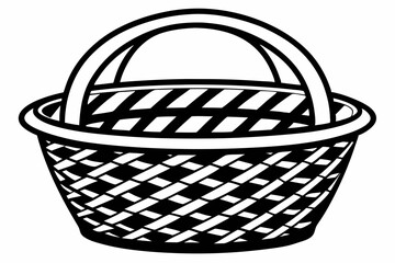 Obraz premium wicker basket line art silhouette vector illustration