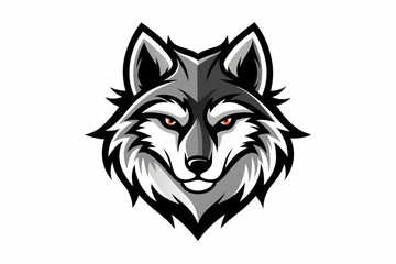 wolf head logo line art silhouette vector illustration