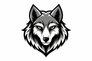 Naklejka premium wolf head logo line art silhouette vector illustration