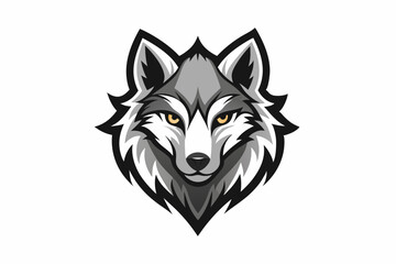 wolf head logo line art silhouette vector illustration