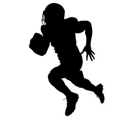 Dynamic Silhouette of an American Football Player in Action on White Background