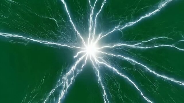 Electric lightning burst with a green background.