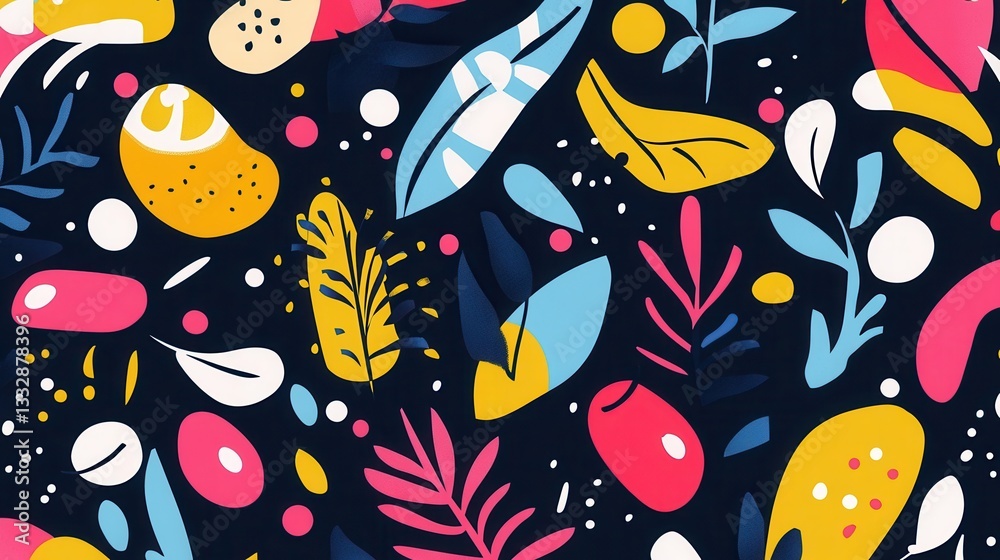 Aufkleber bright and colorful seamless pattern featuring fresh vegetables and fruits in modern flat style