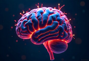 Fototapeta premium 3D blue Brain Model with Neural Connections.