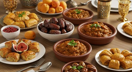food for breaking the fast in the month of ramadan on the table