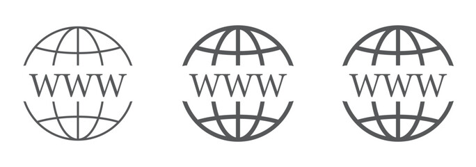 globe outline icon. Linear vector from furniture concept. 6 different line style globe icon included thin, light, regular, medium, bold, black