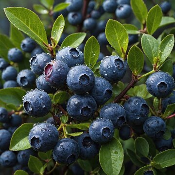 blueberries on a branch