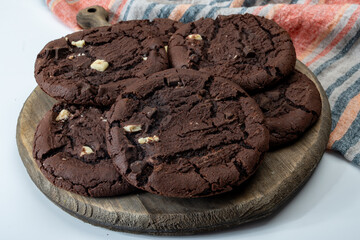 American sweet dessert soft dark and white chocolate cookies