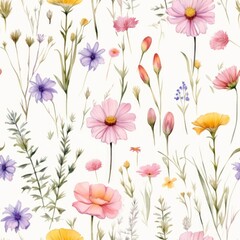 watercolor abstract flowers meadow