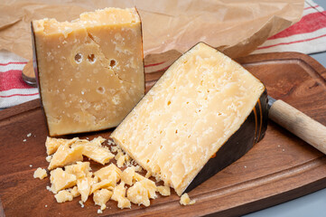 Cheese collection, old matured Austrian cow cheese alpenberger, made in Tirol, Austria