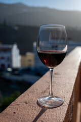 Wine making on bodegas wineries on volcanic soils of Mount Teide in Ycoden-Daute-Isora wine region on Tenerife, Canary islands winter sun vacation, Spain
