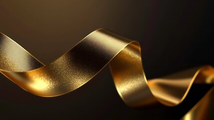 Abstract golden ribbon, elegant, luxurious, dark background, artistic design, high quality stock photo