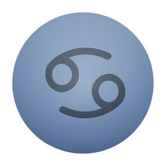 Cancer zodiac sign vector. Crab symbol on a clean blue circle