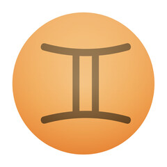 Gemini zodiac sign symbol, featuring its iconic twins on an orange circle