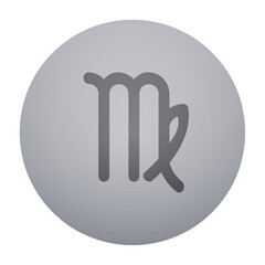 Flat vector art of Virgo zodiac sign. M symbol in a grey circle design