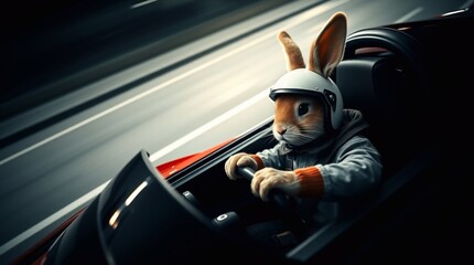 easter bunny driving sports car