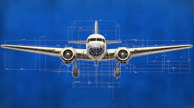 Vintage Airplane Blueprint