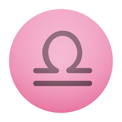 Libra zodiac icon . Scale symbol in a pink circle design.