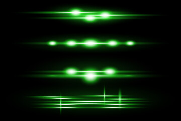 Neon green horizontal speed lines. Glowing stripes. Vector illustration. EPS 10