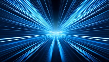 Fototapeta premium a dynamic burst of blue light beams creating a sense of speed and motion