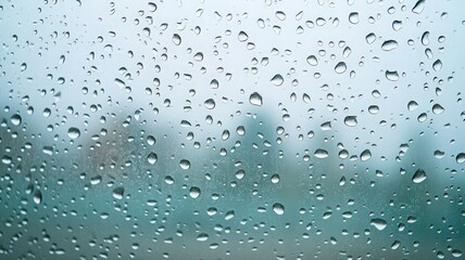 Water Droplets on Glass with Blurred Trees Background