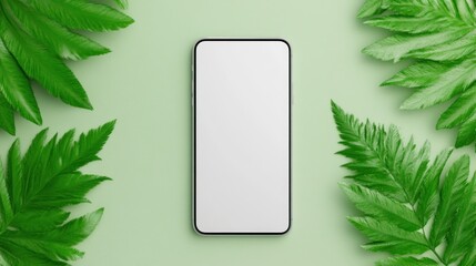 Smartphone Mockup with Lush Green Foliage