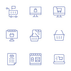 E-commerce icons set. Thin Line style, editable stroke. online shopping, shopping, online order, ecommerce, shopping list, shopping basket