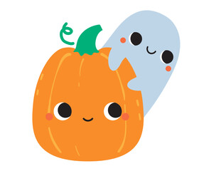 Cute Pumpkin and Ghost Icon