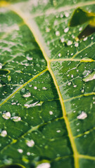 green leaf with water drops